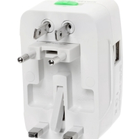 Адаптер универсальный, 3 А, 5 в 1, 1 USB-A, 220 В, белый