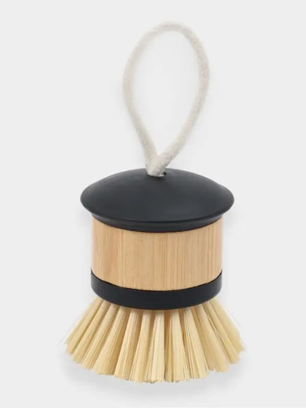Щетка для посуды "Meli" бамбуковая ручка, цвет черный 7 см