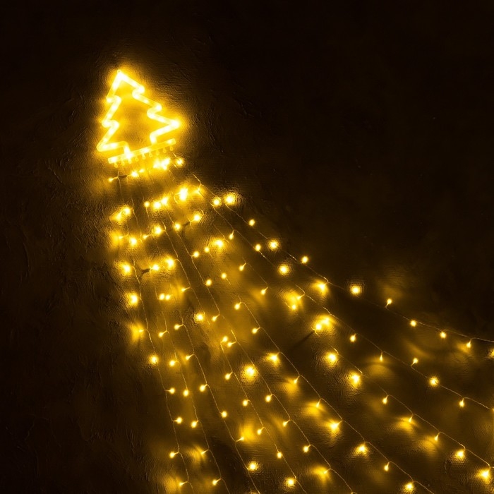 Светодиодная фигура &laquo;Ёлка&raquo; 3.5 м, пластик, 9 нитей, 220 В, свечение тёплое белое