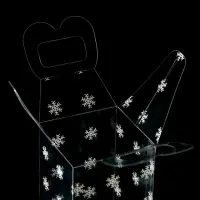 Коробка подарочная новогодняя складная ПВХ &laquo;Снежинки&raquo; 12&times;7&times;7 см