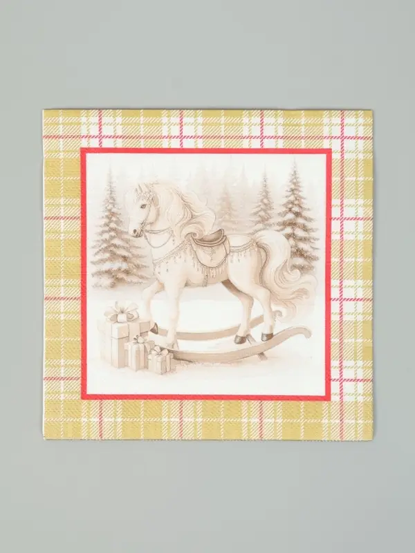 Салфетки бумажные трёхслойные &laquo;Скатерть с лошадью на золоте&raquo;, 33х33, 20 шт