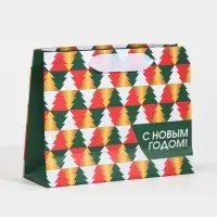 Пакет подарочный новогодний ламинированный &laquo;Ёлки&raquo;, 15 х 12 х 5.5 см
