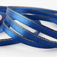 Лента атласная, с золотым люрексом, 6 мм, 23&plusmn;1 м, синяя №038