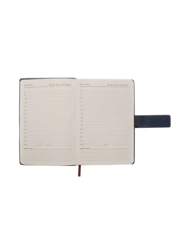 Ежедневник недатированный формат А5, с хлястиком, 128л, линия, пвх, Синий