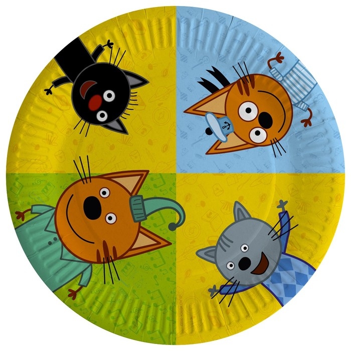 Тарелка бумажная &laquo;Три кота&raquo;, в наборе 6 шт., 18 см