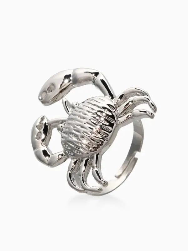 Кольцо "Краб", безразмерное, цвет серебро
