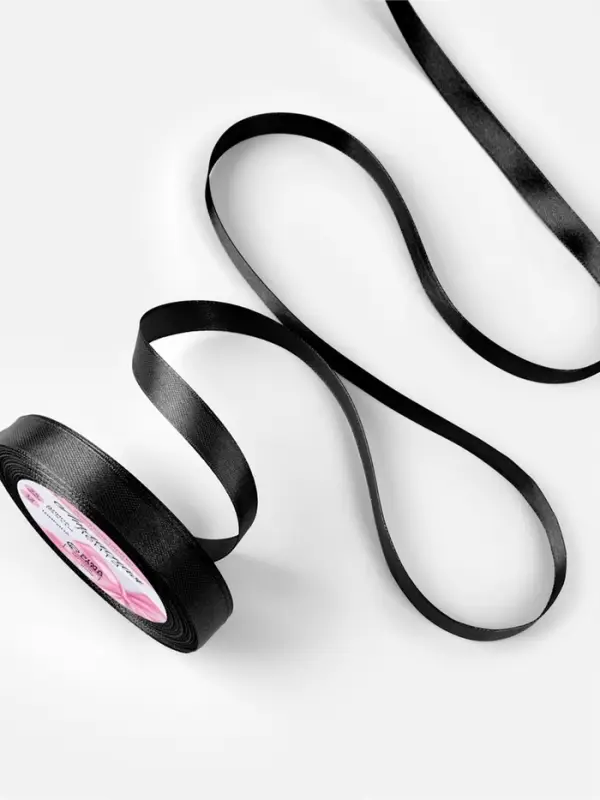 Лента атласная, 12 мм &times; 23 &plusmn; 1 м, цвет чёрный №39