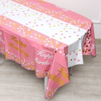 Скатерть &laquo;С днём рождения&raquo;, 137 &times; 183 см, цвет розовый