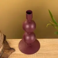 Подсвечник на 1 свечу текстурный "Баклажановый" с 2 сферами 8,5х8,5х18 см