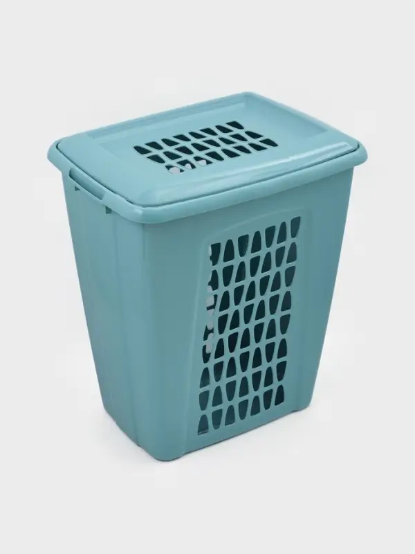 Корзина для белья с крышкой &laquo;Молетта&raquo;, 60 л, 47.9&times;36.9&times;55 см, прямоугольная, бирюзовая