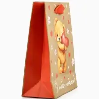 Пакет подарочный крафтовый &laquo;Люблю&raquo;, S 12 х 5.5 х 15 см