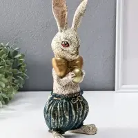 Сувенир полистоун "Зайчик с золотым яичком" 12х9,5х30 см