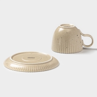 Чайная пара Доляна &laquo;Коралл&raquo;, 275 мл, фарфор, бежевая