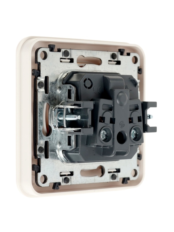 Розетка одноместная, серия "Circular", 10 А, скрытая, без з/к, белая