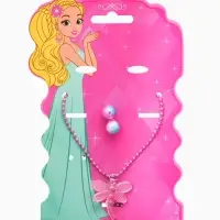 Набор детских украшений "Выбражулька" стрекоза, 2 предмета: кулон, пусеты, цвет розовый