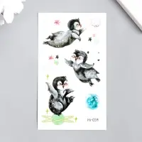 Переводная тату на тело цветная светящаяся &laquo;Енотик. Пингвины&raquo;, 6&times;10.5 см, МИКС