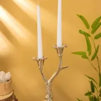 Подсвечник на 2 свечи &laquo;Дуэт&raquo;, 12&times;15&times;29 см, алюминий