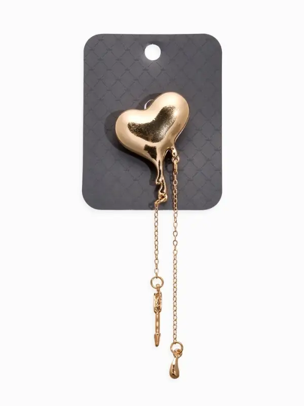 Брошь корейский стиль "Сердце" цвет золото