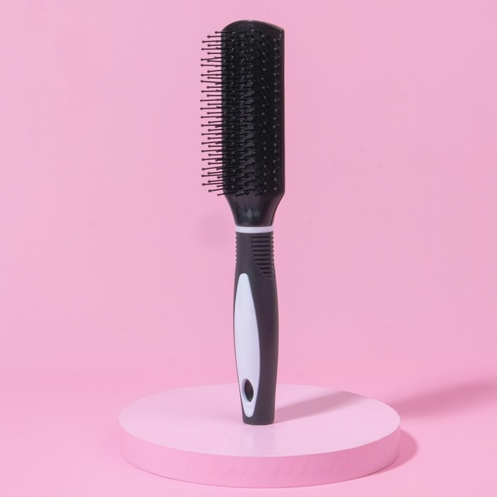 Расчёска массажная, 3,8 &times; 23,2 см, цвет чёрный/белый