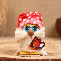 Оберег &laquo;Домовой&raquo;, с кружкой, 12 см, микс