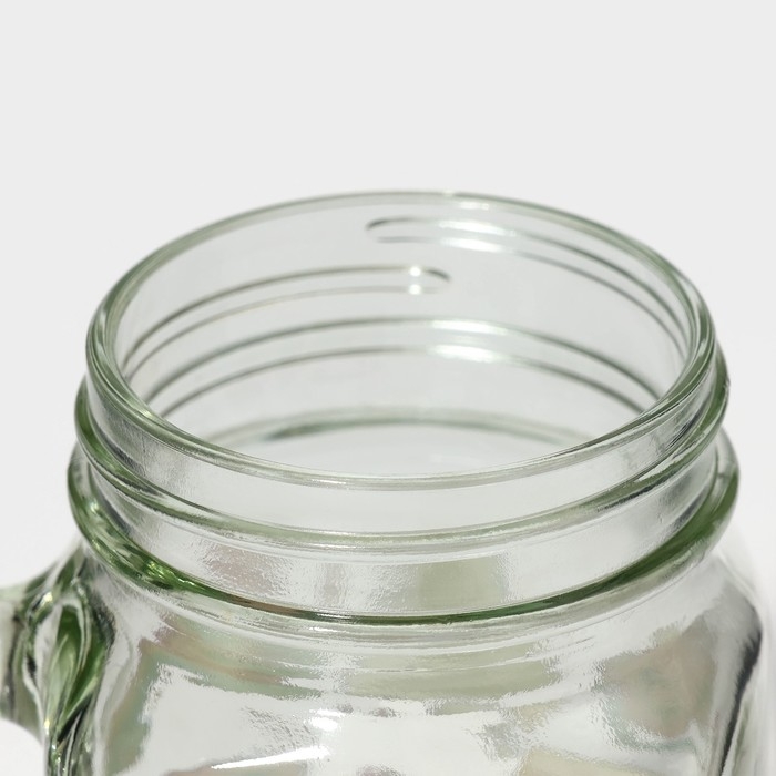 Кружка стеклянная с крышкой и трубочкой Доляна &laquo;Единорог&raquo;, 450 мл, 10&times;7,5&times;13 см,