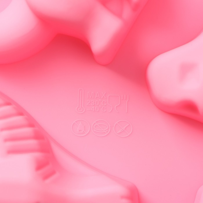 Форма для выпечки Доляна &laquo;Животные.Динозавры&raquo;, силикон, 29&times;21 см, 6 ячеек (10,4&times;7,2 см), цвет розовый