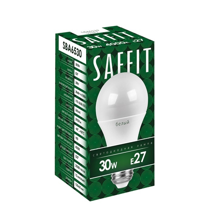 Лампа светодиодная SAFFIT, 30W 230V E27 6400K A65, SBA6530