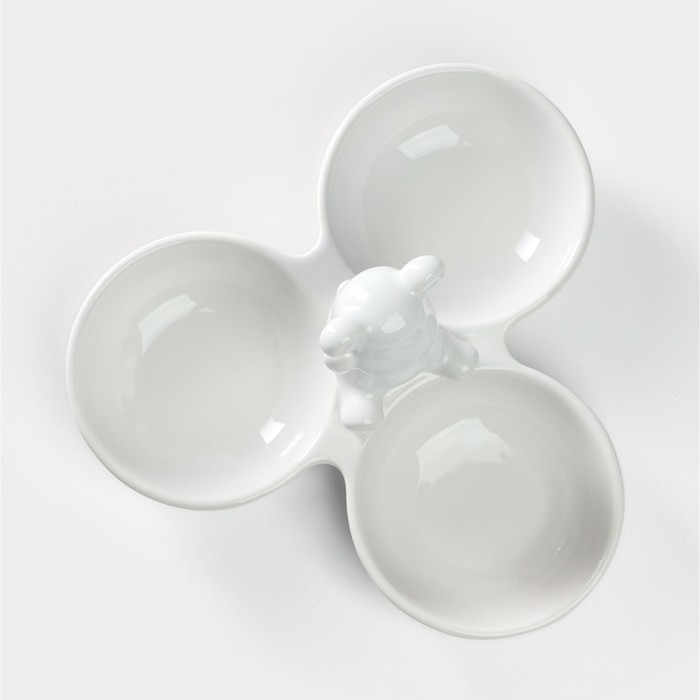 Менажница 3 ячейки Доляна &laquo;Мишка Отто&raquo;, 20,5&times;10 см, цвет белый