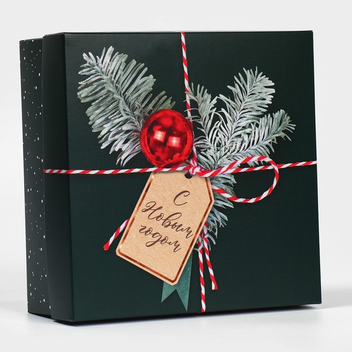 Коробка новогодняя складная &laquo;Новогодняя посылка&raquo;, 17 х 17 х 7 см, Новый год