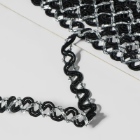 Тесьма декоративная, 10 мм, 10 &plusmn; 1 м, цвет чёрный/серебряный