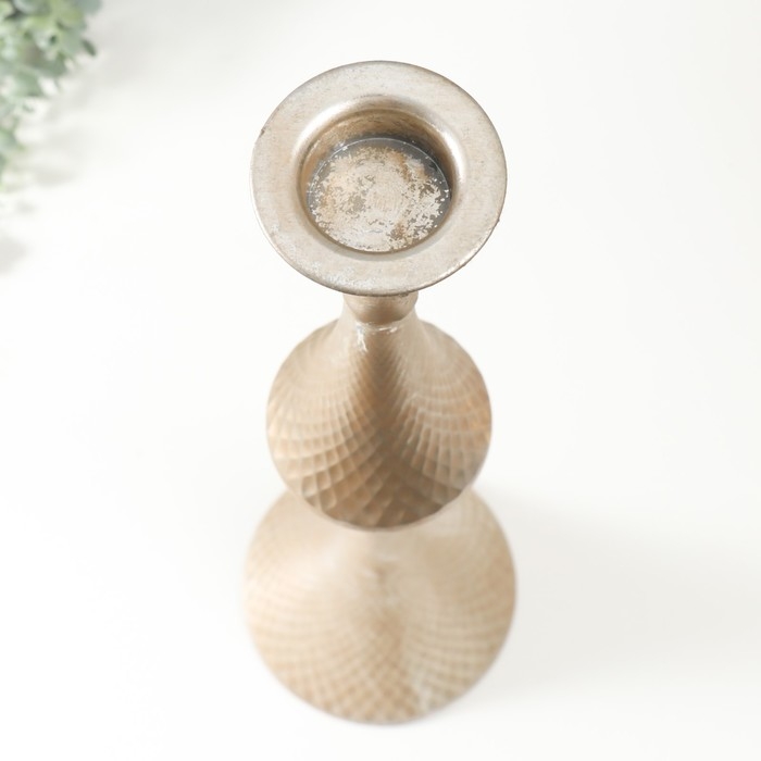 Подсвечник металл на 1 свечу "Рокко" серебро 17,5х17,5х63,5 см