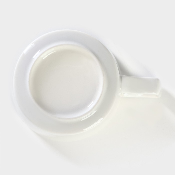 Набор фарфоровый чайный на бамбуковой подставке Доляна &laquo;Эстет&raquo;, 5 предметов: чайник 800 мл, 4 кружки 220 мл, цвет белый