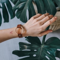 Браслет кожа &laquo;Помпеи&raquo; заклёпки, цвет коричневый в золоте, 21 см