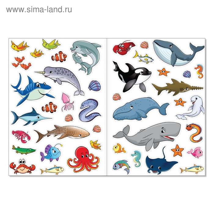 Наклейки многоразовые &laquo;Морские животные&raquo;, формат А4