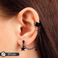 Серьга &laquo;Кафф&raquo; цепь со звездой, цвет чёрный