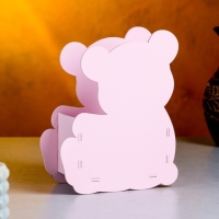 Кашпо деревянное "Мишутка" малый, 13,5х7х16,5 см, дуб, розовый