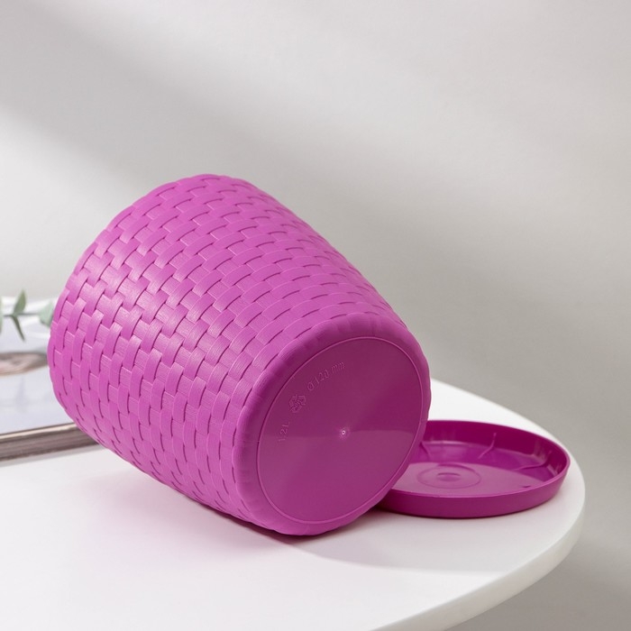 Горшок для цветов с поддоном &laquo;Ротанг&raquo;, 1,2 л, цвет сиреневый