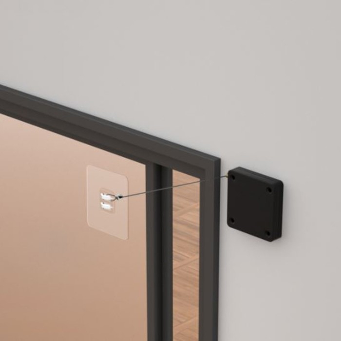 Доводчик дверной ТУНДРА, до 20 кг, цвет  черный, натяжение 1200 гр, длина троса 100 см