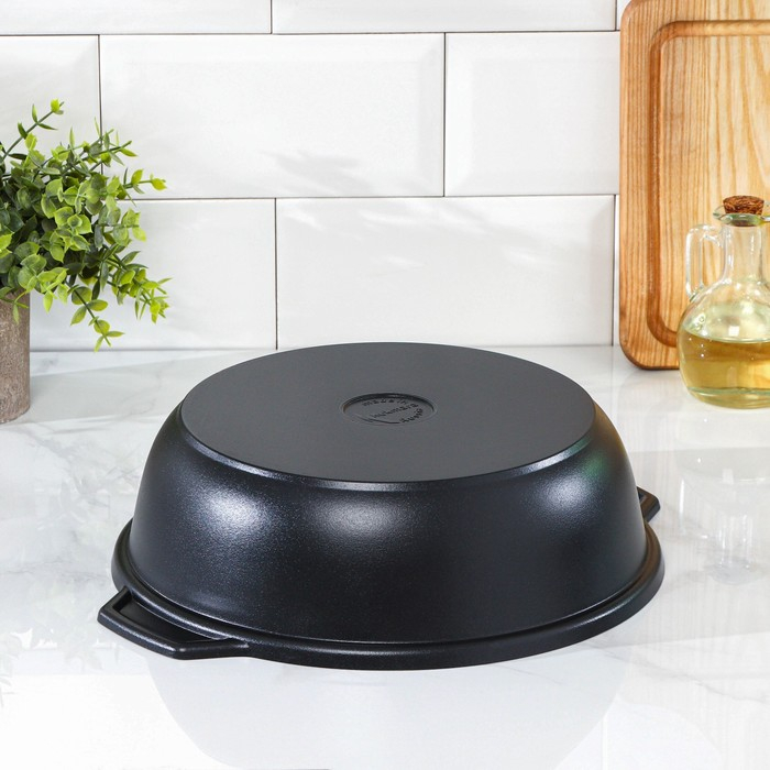 Жаровня &laquo;Традиция&raquo;, 3 л, d=26 см, стеклянная крышка, антипригарное покрытие, цвет чёрный