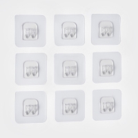 Крючок самоклеящийся для прутьев, прозрачная основа, 5,6&times;5,6 см, 10 шт