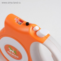 Рулетка "Пижон" с фонариком, прорезиненная ручка, 5 м, до 35 кг, оранжевая