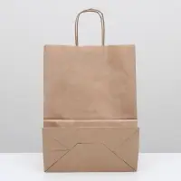 Пакет крафт без печати, круглая ручка 26&times;15&times;35 см