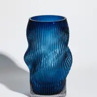 Ваза стекло настольная "Ванесса" волны, 24х12 см, синий