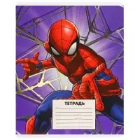 Тетрадь в линейку 24 листа, 5 видов МИКС, тиснение, обложка мелованный картон, &laquo;Человек-паук&raquo;
