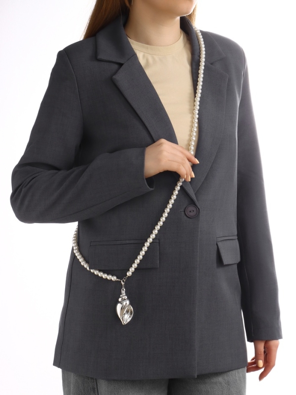 Портупея жемчужная с кулоном &laquo;Ракушка&raquo;, 129 см, белая в серебре