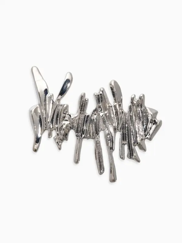 Брошь корейский стиль "Столоктиты" цвет серебро