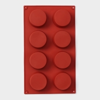 Форма для выпечки Доляна &laquo;Фигуры.Круг&raquo;, 29&times;17&times;2.7 см, 8 ячеек (5.8&times;2.7 см), силикон, коричневая