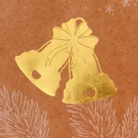 Пакет крафт с золотым тиснением, круглая ручка, &laquo;Колокольчик&raquo; 21&times;27&times;11 см, 120 г