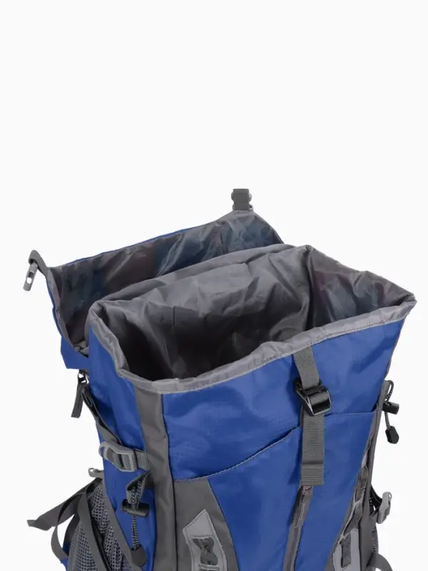 Рюкзак тур 65+5л, 30*20*53, отдел на шнурке, 5нар+2вн кармана, цвет синий