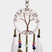 Брелок ловец снов "Древо" 19 см, цв. белый